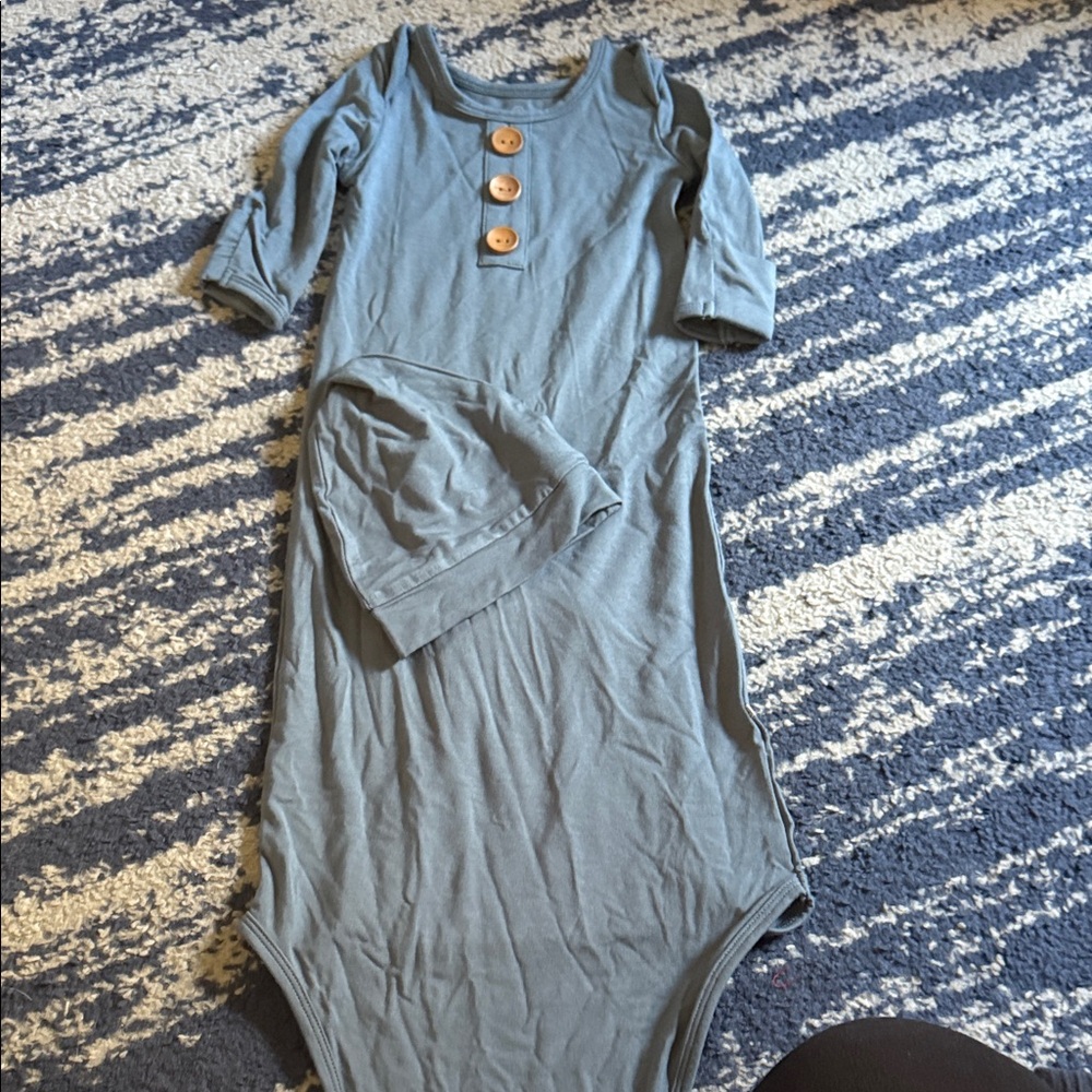 Caden Lane Blue Newborn Pajama Nightgown